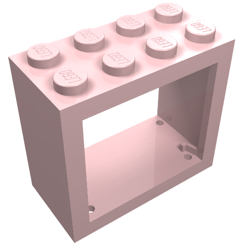 Lego Window 2 x 4 x 3 Frame with Solid Studs / Light Pink