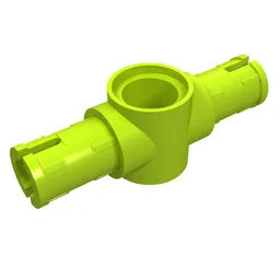 Technic Pin Connector Hub with 2 Pins with Friction Ridges Lengthwise [Big Squared Pin Holes] / Lime