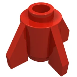 Brick Round 1 x 1 with Fins, Open Stud / Red
