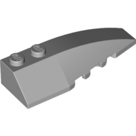 Lego Brick Wedged, Curved 6 x 2 Right, Inner Ridges / Light Bluish Gray
