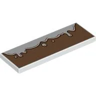 Tile 2 x 6 with White Cream on Medium Nougat Background Print / White