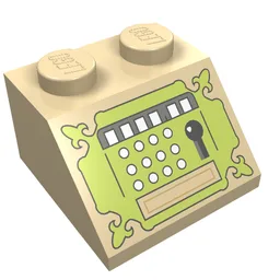 Brick Sloped 45° 2 x 2 with Sand Green Cash Register Print / Tan