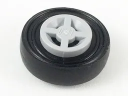 Wheel 8mm D. x 6mm with Black Tire 14mm D. x 4mm Smooth Small Single (4624 / 3139) / Light Bluish Gray