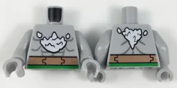 Torso Bare Chest with Muscles, Belt and White Splash Pattern (Doomsday) / Light Bluish Gray Arms / Light Bluish Gray Hands