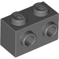 Brick Special 1 x 2 with 2 Studs on 1 Side / Dark Bluish Gray