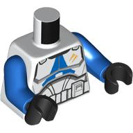 Lego Torso, Clone Trooper Armor, Blue Markings print, Blue Arms, Black Hands / White
