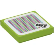 Tile 2 x 2 with Iggy Head and Barcode Print (Sticker) / Lime