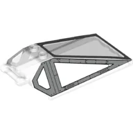 Windscreen 8 x 4 x 2 with Handle and 2 Studs with Silver Cockpit Window Frames with Rivets Print