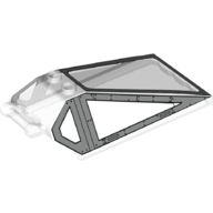 Lego Windscreen 8 x 4 x 2 with Handle and 2 Studs with Silver Cockpit Window Frames with Rivets Print