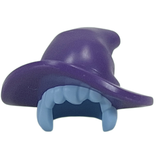 Lego Hair and Hat, Witch Hat with Short Hair Bright Light Blue pattern / Dark Purple