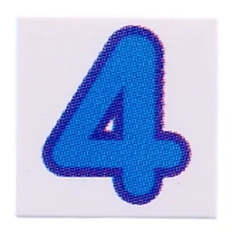 Tile 2 x 2 with Blue '4' Print / White