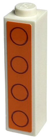 Lego Brick 1 x 1 x 3 with Dark Red Circles on Orange Background Pattern (Sticker) - Set 40574