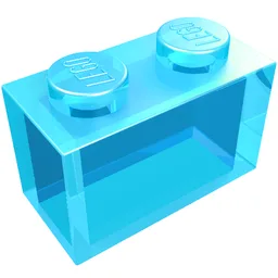 Brick 1 x 2 without Bottom Tube / Trans-Light Blue