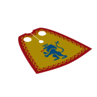 Lego Neckwear Cape, Standard [Traditional Starched Fabric] Red Border, Blue Lion print / Yellow