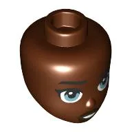 Minidoll Head, Medium Blue Eyes, Stern, Open Mouth / Reddish Brown