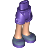 Lego Minidoll Hips and Shorts with Light Nougat Legs and Dark Purple Laces on Sand Blue Shoes Print / Dark Purple