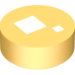 Tile Round 1 x 1 with Large and Small White Squares, Metallic Gold Background Print (Brickheadz Eye) / Pearl Gold