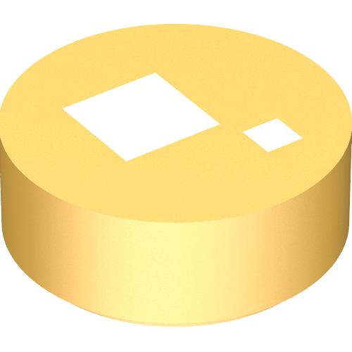 Lego Tile Round 1 x 1 with Large and Small White Squares, Metallic Gold Background Print (Brickheadz Eye)