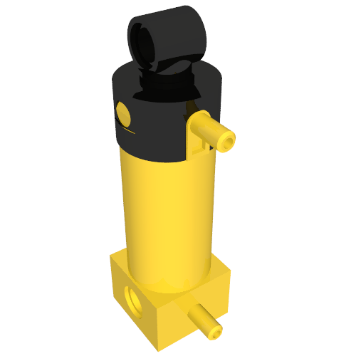 Lego Pneumatic Cylinder with 2 Inlets Medium (48mm) with Black Top / Yellow