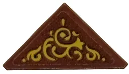 Tile, Modified 2 x 2 Triangular with Gold Filigree on Reddish Brown Background Pattern (Sticker) - Sets 75684 / 75687
