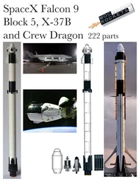 SpaceX Falcon 9 Block 5 Crew Dragon with X-37B (Saturn V scale)