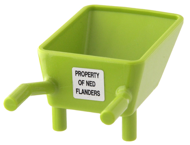 Lego Minifigure, Utensil Wheelbarrow Frame with Black 'PROPERTY OF NED FLANDERS' on White Background Pattern (Sticker) - Set 71006