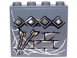 Panel 1 x 4 x 3 with Side Supports - Hollow Studs with Diamond Bricks, Cobweb and Arrows Pattern (Sticker) - Set 9473
