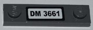 Lego Plate, Modified 1 x 4 with 2 Studs without Groove with 'DM 3661' Pattern (Sticker) - Set 3661