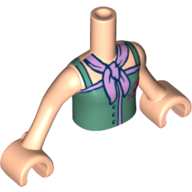 Lego Minidoll Torso Girl with Sand Green Top with Red Cross Logo and Lavender Scarf Print, Light Nougat Arms and Hands / Light Nougat