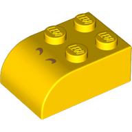 Lego Brick Curved 2 x 3, Medium Nougat Lines (Nostrils) Print / Yellow