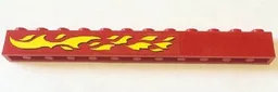 Brick 1 x 12 with Yellow Flames Left Pattern (Sticker) - Set 6580