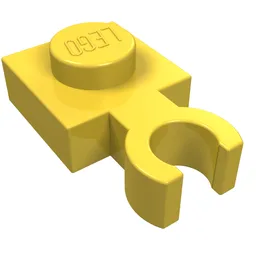Plate Special 1 x 1 with Clip Vertical [Thin Open O Clip] / Yellow