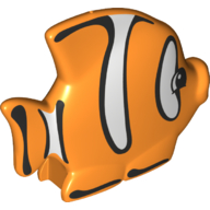 Lego Duplo Animal Fish, Clownfish with White Stripes / Orange