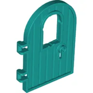Door 1 x 4 x 6 Round Top with Window and Keyhole, Reinforced Edge / Dark Turquoise