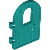 Lego Door 1 x 4 x 6 Round Top with Window and Keyhole, Reinforced Edge / Dark Turquoise