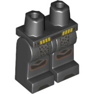 Lego Hips and Black Legs with Pearl Titanium and Yellow Belt, Pearl Titanium and Copper Armor Knee Pads Print / Black
