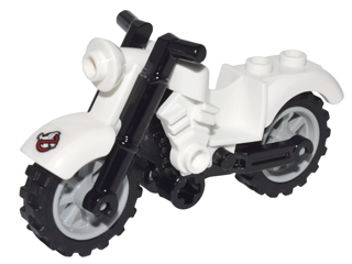 Lego Motorcycle Vintage with Black Chassis and Light Bluish Gray Wheels with Ghostbusters Logo Pattern (Sticker) - Set 75828