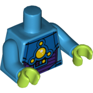 Lego Torso Armor with 5 Yellow Lights Print, Dark Azure Arms, Lime Hands / Dark Azure