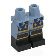Hips with Sand Blue Legs and Black Boots Pattern with Dark Blue Coat Ends, Gold Decorations, Trim Print / Sand Blue