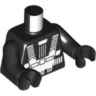 Lego Torso, Classic Blacktron Re-issue, White Space Suit, Black Arms and Hands / Black