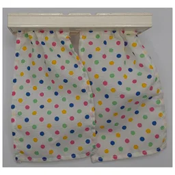 Duplo Curtains, White with Red, Blue, Lime and Yellow Dots Print, with Plate 2 x 6 / White