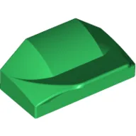 Brick Wedged, Curved 1 x 2 x 2/3 No Studs, Wing End / Green