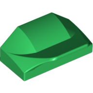 Lego Brick Wedged, Curved 1 x 2 x 2/3 No Studs, Wing End / Green