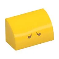 Brick Curved 1 x 2 x 1 No Studs with Medium Nougat Lines (Nostrils) Print / Yellow