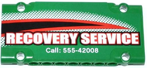 Lego Technic, Panel Plate 5 x 11 x 1 with 'RECOVERY SERVICE' and 'Call: 555-42008' Pattern Model Left Side (Sticker) - Set 42008