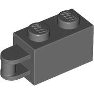 Lego Brick Special 1 x 2 with Vertical Closed Handle on Edge / Dark Bluish Gray