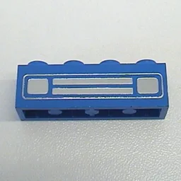 Brick 1 x 4 with Chrome Silver Car Grill Print [Undetermined] / Blue