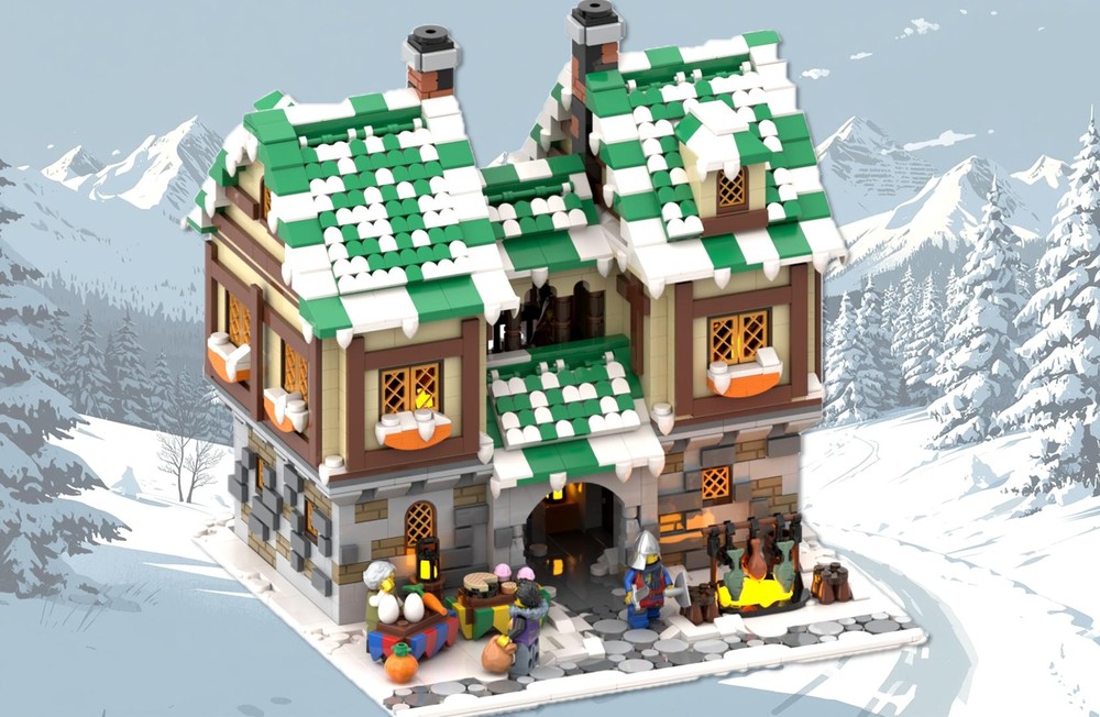 LEGO® / MOC / Brick Creation - Set 002 - The Merchants' Square - Winter Version (only instructions and parts list)