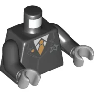 Torso Suit with Ultra Agents Logo and Gold Tie Print, Black Arms, Light Bluish Gray Hands / Black