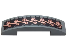 Slope, Curved 4 x 1 x 2/3 Double with Copper Mechanical Links Pattern (Sticker) - Set 70226